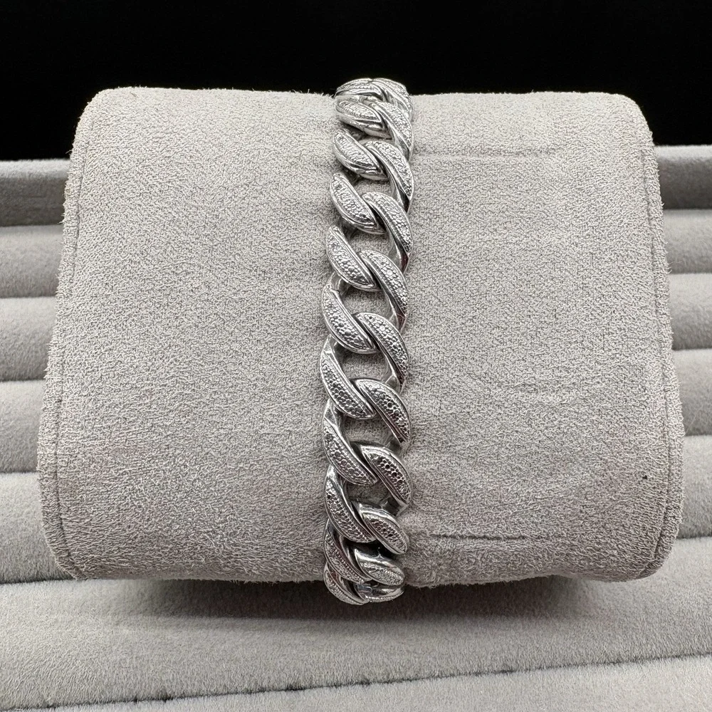 Men's Diamond Cuban Link Bracelet Sterling Silver .925 7